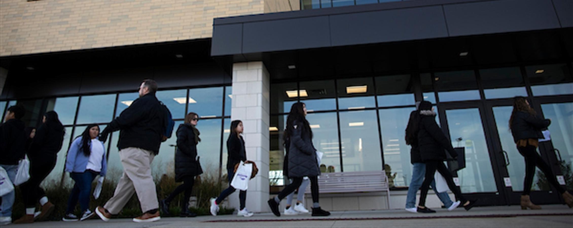 Students walk to class