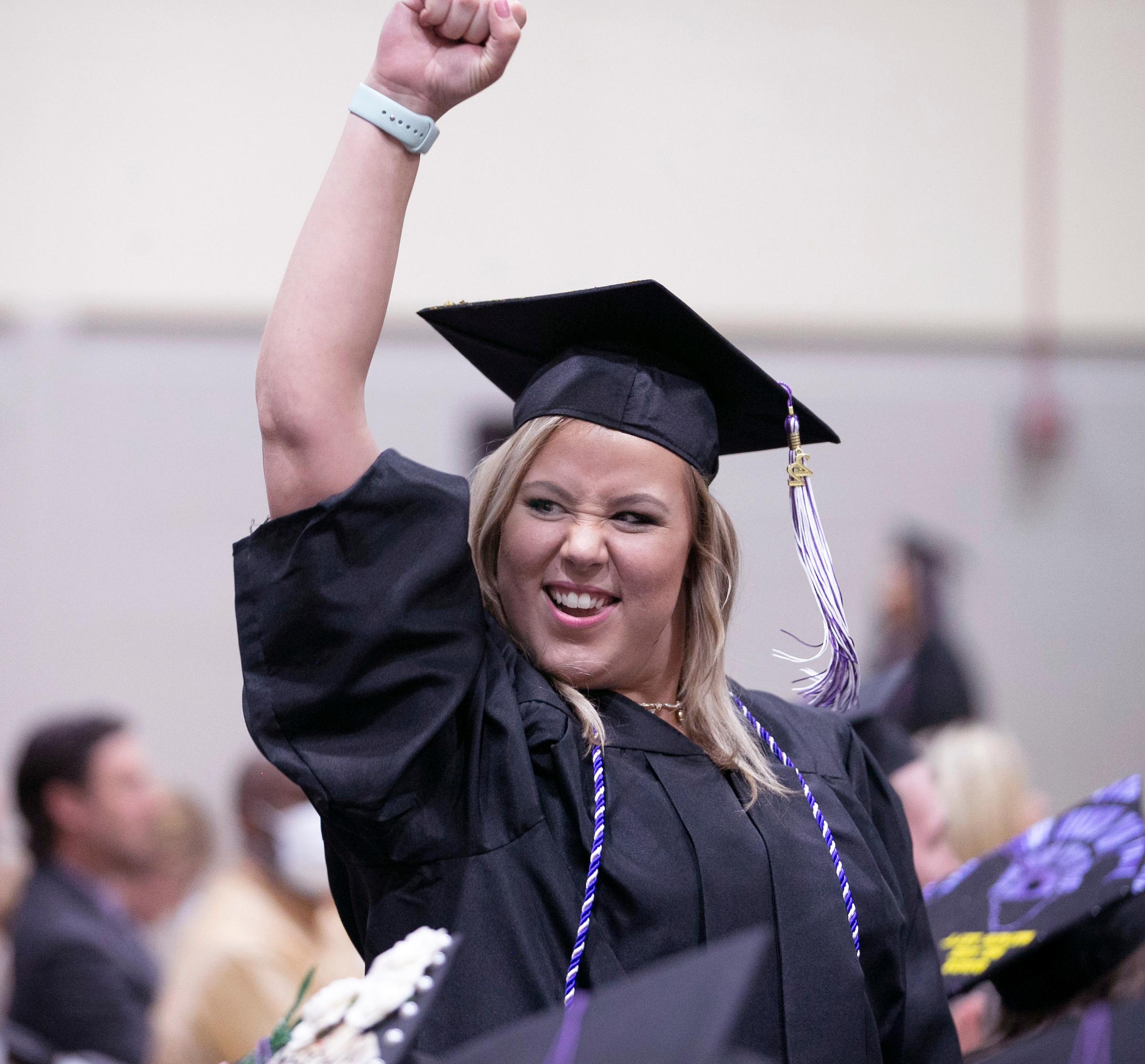 Woman celebrating at graduation