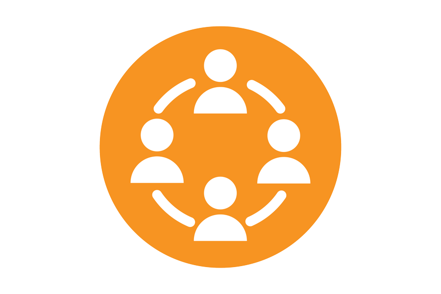 Icon of people connecting in a circle.